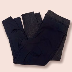 Torrid Leggings Lot of Two - Black W/Fishnets & Black Champagne Shimmer Size 3